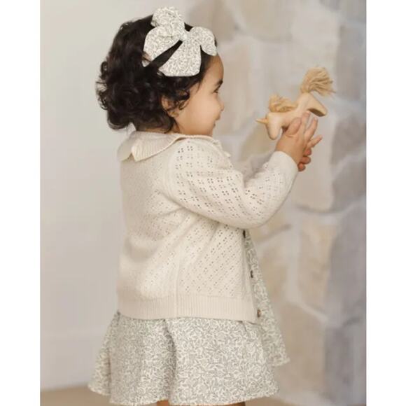 Quincy Mae Organic Ruffle Collar Cardigan in Natural - Size 3-6 Months - Picture 5 of 5